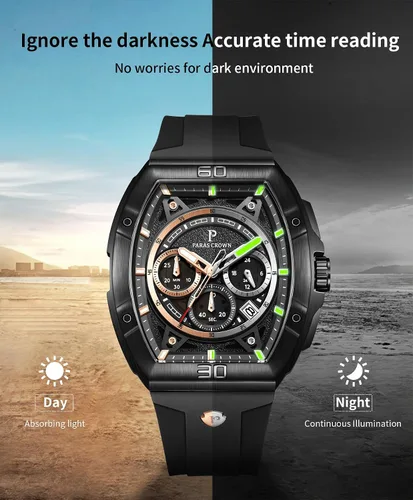 Vista 5 de Paras Crown - Reloj militar para hombre, movimiento japonés, impermeable, deportivo