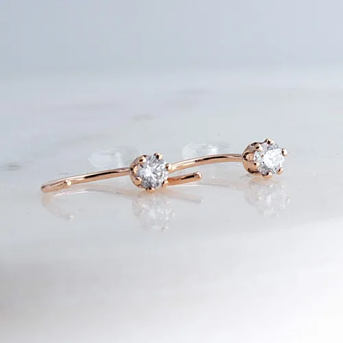 Vista 2 de Half Huggie Birthstone Gold Hoop Earrings for Women Tiny Cartilage Stud Piercing Earring Hypoallergenic Earring Screw Back Dainty Hug