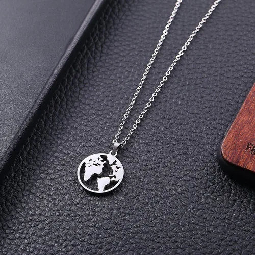 Vista 5 de Collar de mapa del mundo, collar de madre tierra, regalo de viaje de larga distancia