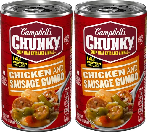 Vista 13 de Sopa Campbell’s Chunky, guiso de pollo y salchicha gumbo, lata de 18.8 onzas líquidas