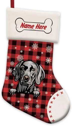 Vista 15 de Foto personalizada, Feliz Navidad, búfalo rojo, a cuadros, feliz perro, calcetín de Navidad, copo de nieve, decoración de vacaciones, calcetín