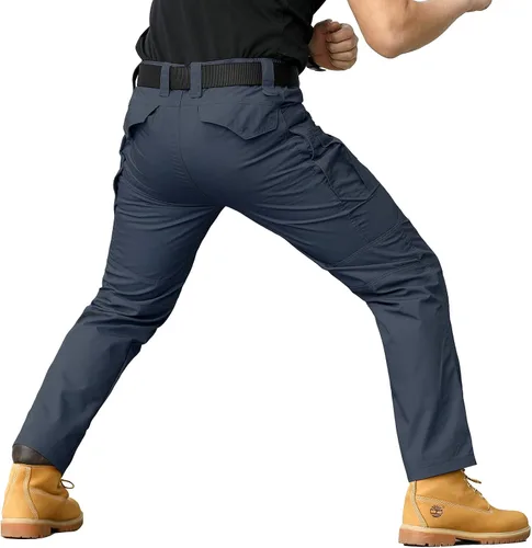 Vista 4 de CARWORNIC Pantalones tácticos ligeros para hombre, pantalones cargo militares, resistentes al agua, para senderismo, trabajo