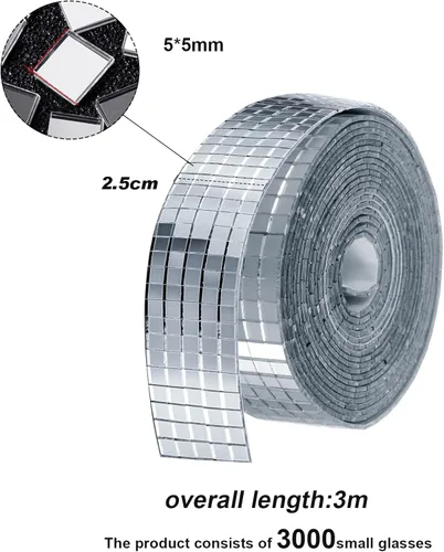 Vista 2 de SATINIOR 3000 piezas de azulejos de espejo de bola de discoteca autoadhesivos para manualidades, adhesivos pequeños de bola de discoteca de 5 x 5