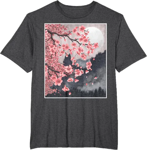 Vista 21 de Sakura - Camiseta japonesa de cerezo en flor japonesa, Negro, S