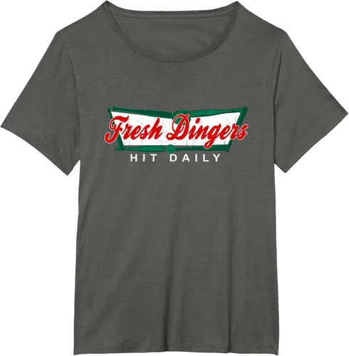 Vista 93 de Camiseta divertida de béisbol y softbol Don't Bunt Hit Fresh Dingers, Negro