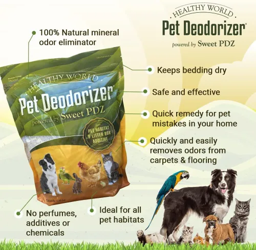 Vista 2 de Sweet PDZ - Desodorizador para mascotas Healthy World - Aditivo para hábitat y caja de arena para mascotas - 3.5 libras