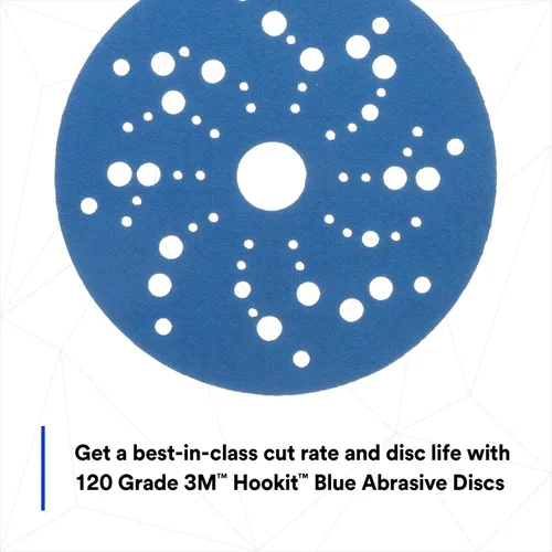 Vista 5 de 3M Hookit - Disco abrasivo azul con múltiples orificios 36159 (4 unidades)