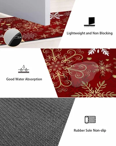 Vista 3 de Tapete de baño de Feliz Navidad, antideslizante, de secado rápido y absorbente, tierra de diatomeas, fregadero, dormitorio, cocina, lavable, tapete