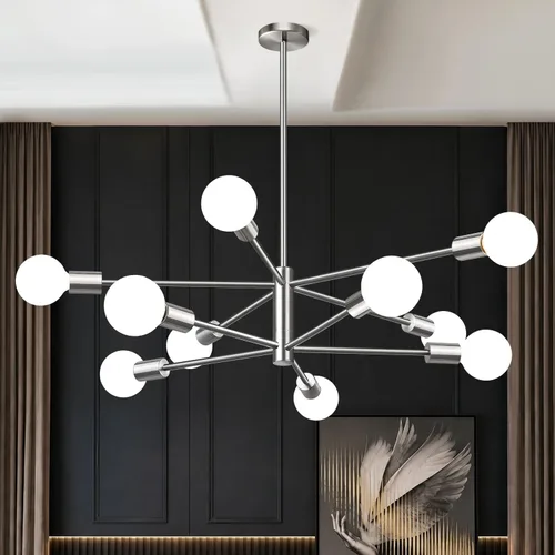 Vista 13 de Sputnik - Lámpara de techo con 6 luces para comedor Negro y oro cepillado
