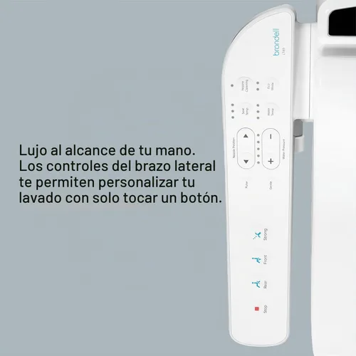 Vista 5 de Brondell LT89 - Asiento de inodoro con bidé eléctrico, se adapta a inodoros alargados, color blanco – Control lateral, lavado con agua caliente