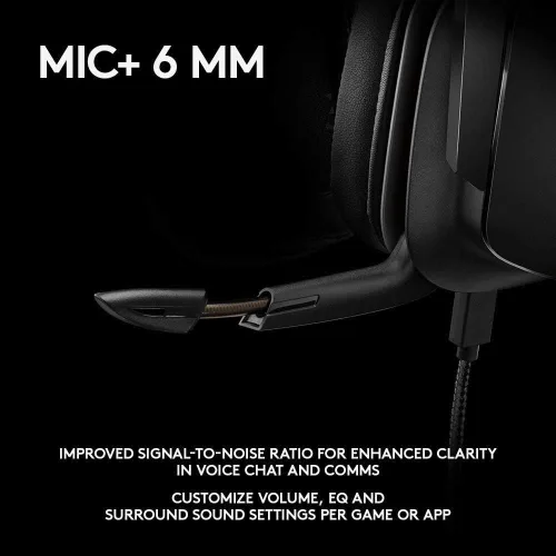 Vista 3 de Logitech G935 - Auriculares inalámbricos DTS X 7.1 Surround Sound LIGHTSYNC RGB para PC, color negro y azul