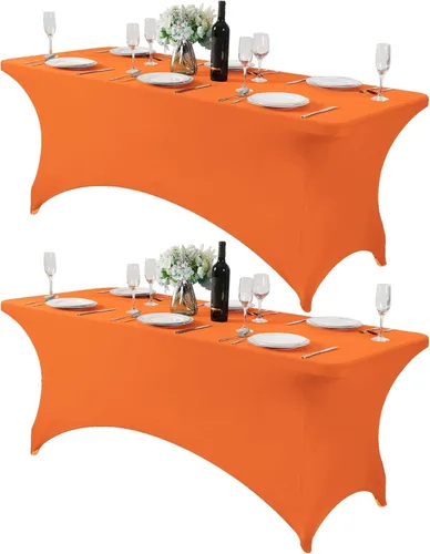 Vista 21 de Mantel de elastano para mesa de 6, 4 o 8 pies, universal, ajustable, para fiestas, banquetes, bodas y eventos, color verde manzana