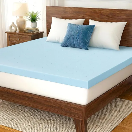 Vista 8 de Cubrecolchón de espuma viscoelástica de gel de 2 pulgadas para cama de tamaño individual Balanced Comfort, Pressure Relief, Ventilated Breathable