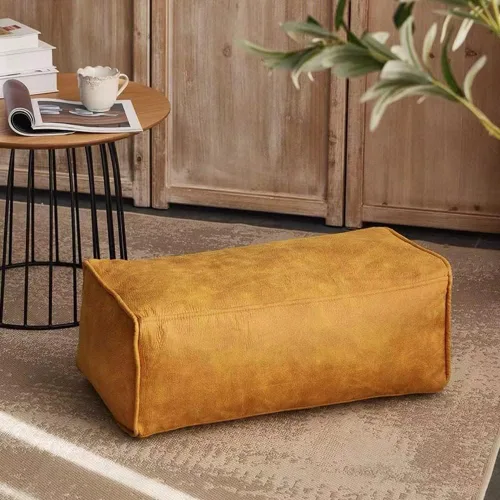 Vista 10 de Puf - Funda de sofá para puf (sin relleno), funda de sofá perezoso de doble asiento de piel de gamuza sintética, puf para sofá seccional, puf