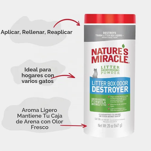 Vista 6 de Nature's Miracle Cat Litter Box - Desodorante en polvo, 20 onzas