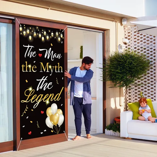 Vista 7 de Labakita Cartel para puerta de The Man The Myth The Legend, decoración de cumpleaños para hombre, pancarta de feliz cumpleaños para papá, decoración