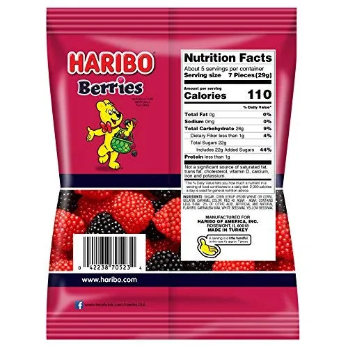 Vista 5 de Caramelos de gomitas de bayas, suaves y crujientes, bocadillos dulces masticables en forma de bayas, sabor a fruta de bayas rojas y negras