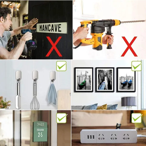 Vista 6 de Cinta adhesiva de doble cara resistente, cinta adhesiva nano de doble cara, cinta de montaje transparente tiras para colgar cuadros, cinta de pared