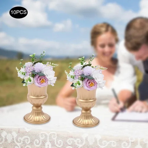 Vista 4 de DYRABREST Bolas de flores de boda para centros de mesa, 10 piezas de flores artificiales falsas de plástico para centros de mesa de boda, ramo
