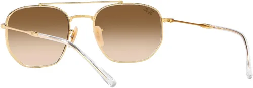 Vista 6 de Ray-Ban Gafas de sol unisex con montura dorada, lentes marrones, 2.126 in