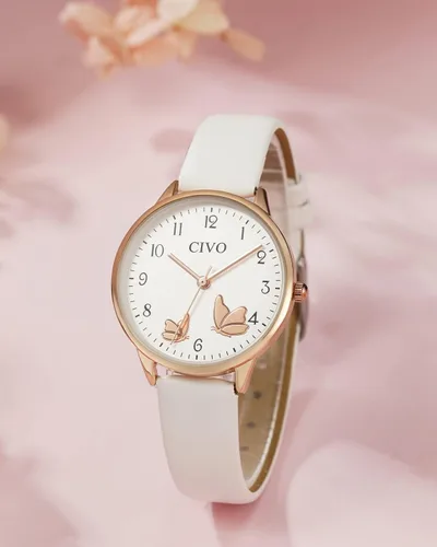 Vista 8 de CIVO Reloj de pulsera para mujer, correa de cuero, analógico, de cuarzo, impermeable, de moda, simple, fácil de leer, con exquisito dial de mariposa