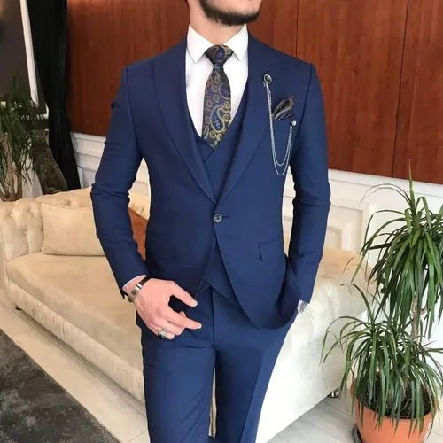 Vista 4 de Men Suits Slim Fit 3 Piece Suits for Men One Button Blazer Vest Pants Set Formal Business Wedding Prom Suits