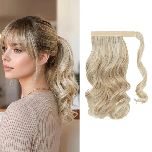 Vista 19 de CJL HAIR 14" Extensión de cola de caballo corta con cabello rizado y ondulado, clip en la cola de caballo, extensión de pelo sintético falso