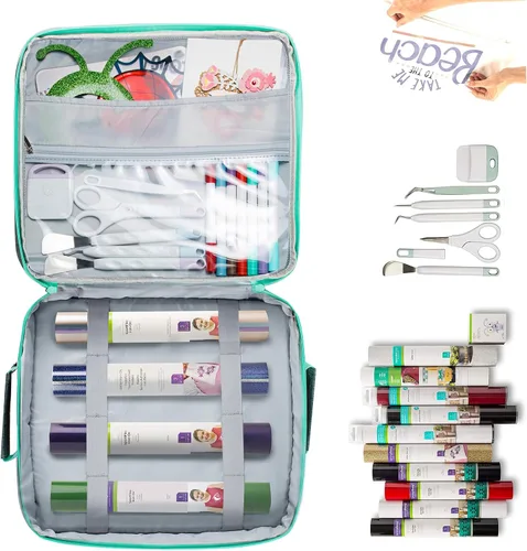 Vista 4 de MYBAGZING Funda de transporte de doble capa compatible con Cricut EasyPress 2 (9 x 9), bolsa de prensa térmica resistente, funda de almacenamiento