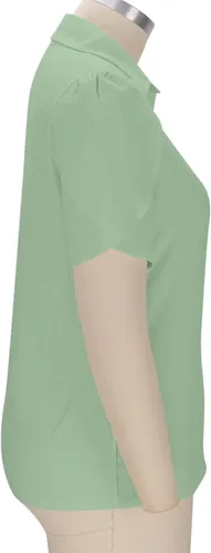 Vista 5 de Camisetas de verano para mujer, de manga corta, pétalos, de lino, con bolsillo, casual, con botones, blusas básicas
