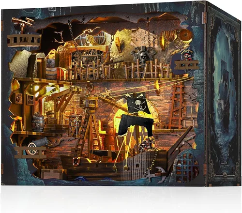Vista 9 de Kit de Rincón de Libros para Adultos - Museo de Dinosaurios DIY Booknook, Rompecabezas de Casa de Muñecas de Madera 3D con Luces LED, Decoración
