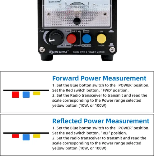 Vista 6 de Mcbazel Surecom SW-32UV 125-525MHz 100Watt SWR & Power Meter Negro medidor de potencia