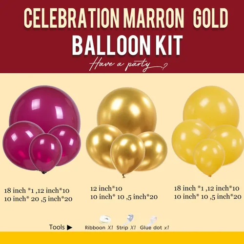 Vista 11 de Kit de arco de guirnalda de globos color granate y dorado, 132 piezas con globos dorados burdeos amarillo limón para graduaciones de cumpleaños