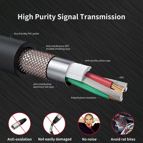 Vista 3 de Cable XLR, cables de micrófono de 1.5 pies, cable XLR corto macho a hembra de 3 pines adecuado para sistemas de altavoces, estación de radio
