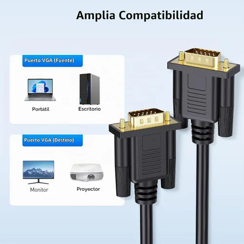 Vista 5 de Cable Matters Cable VGA a VGA de 6 pies con ferritas (cable VGA, cable de monitor VGA, cable de monitor de computadora, VGA macho a macho)