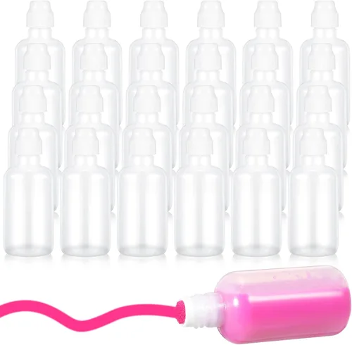 Vista 8 de Patelai 24 botellas vacías de pintura de 2 onzas, prácticas botellas de esponja para pintar con punta de esponja, marcadores de bingo recargables
