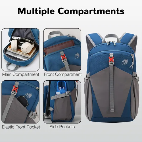 Vista 2 de Mochila de senderismo para niños, pequeña mochila impermeable para Azul