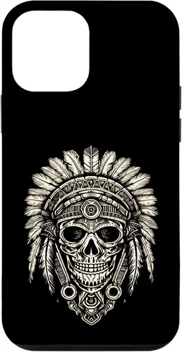 Vista 16 de iPhone 16 Skull, sombrero jefe nativo, capó de guerra, indios, caso del tocado