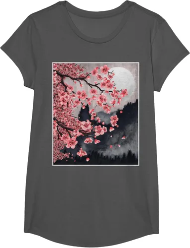 Vista 38 de Sakura - Camiseta japonesa de cerezo en flor japonesa, Negro, S