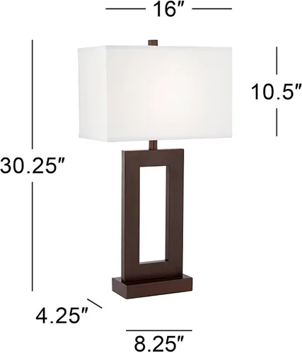 Vista 4 de 360 Lighting Marshall - Lámpara de mesa moderna industrial de 30 1/2" de altura, color bronce marrón, con pantalla metálica abierta blanca