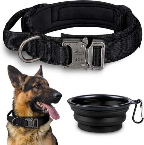 Vista 11 de COOYOO Juego de 3 collares tácticos para perros, collar ajustable de nailon para entrenamiento militar con mango de control y hebilla de metal