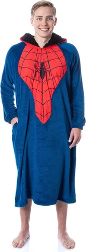 Vista 4 de INTIMO Marvel - Disfraz de Spider-Man con capucha y logotipo de Spider-Man para hombre y mujer, Azul
