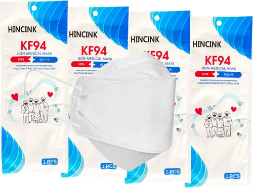 Vista 14 de Paquete de 20 mascarillas KF94 negras empaquetadas individualmente, unisex, filtros de 4 capas para adultos y mayores, coloridos