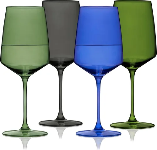 Vista 10 de Viski Reserve Nouveau - Copas de vino coloridas, cristalería de cristal para vinos tintos y blancos, vasos con tallo para regalos de boda
