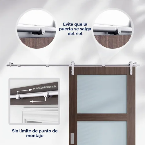 Vista 5 de EaseLife Kit de riel de acero inoxidable de 5 pies para puerta corrediza de granero, resistente, antioxidante, anticorrosión, se desliza suavemente
