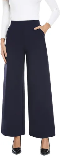 Vista 5 de MISS MOLY Pantalones palazzo de cintura alta para mujer pantalones elásticos casuales de negocios pantalones de vestir