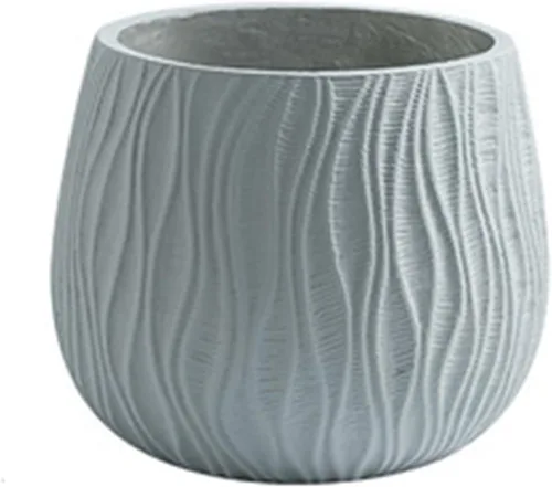 Vista 12 de Flower Pots Floor Plant Pots Cement Large Round Planters Simple Water Pattern Pattern Solid Color Green Plants Floriculture Flower Pots Plant Beige
