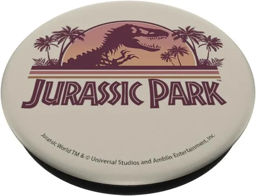 Vista 2 de Jurassic Park Vintage Sunset Scene Rex And Palms - PopSockets Grip and Stand for Phones and Tablets, Antiguo