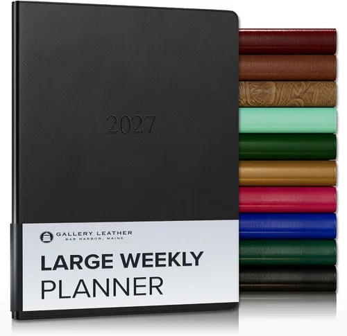 Vista 194 de Gallery Leather Planificador Semanal y Mensual Grande 2025-2026, Calendario Planificador y Cuaderno Elegantemente Encuadernado con Elegantes Bordes