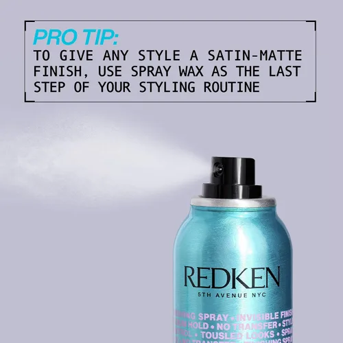 Vista 8 de Redken Spray Wax Invisible Texture Mist Cera en aerosol de acabado de alto impacto Añade cuerpo voluminizador, dimensión y domina los vuelos
