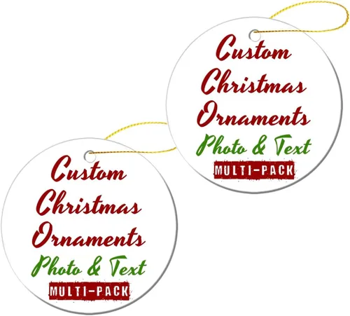 Vista 17 de Adornos de Navidad personalizados, texto fotográfico, haz tu propio adorno de cerámica de porcelana, regalo de recuerdos para decoración de Navidad